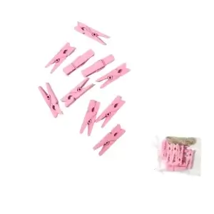 10 Mini Wooden Photo Clothespins (includes 47 inches of twine) Room decor accessory – Pink available at MelonMart Trinidad & Tobago with nationwide delivery