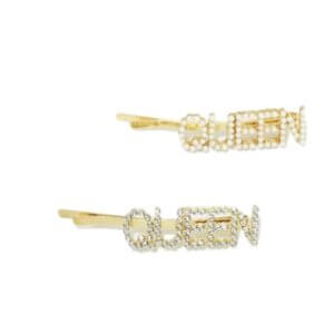 Rhinestone & Pearl “QUEEN” 2-Piece Hair Pins – Gold available at MelonMart Trinidad & Tobago with nationwide delivery