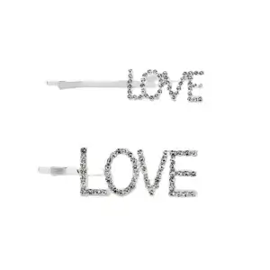 Rhinestone “LOVE” 2-Piece Hair Pins – Silver available at MelonMart Trinidad & Tobago with nationwide delivery