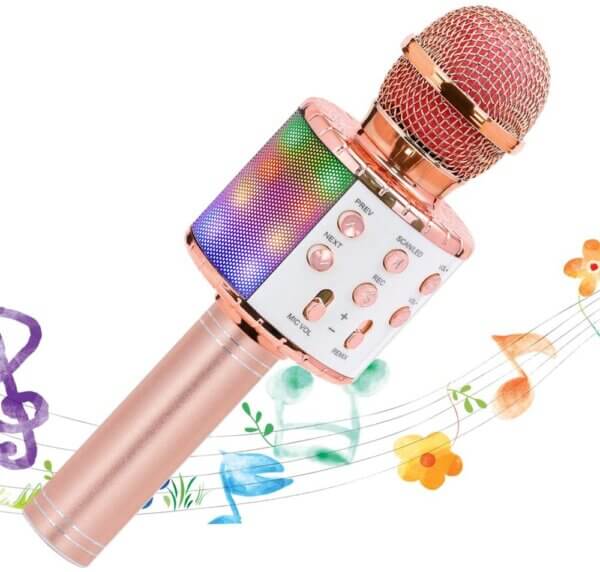 Wireless Bluetooth Karaoke Microphone with LED Light & Built-In Speaker ...