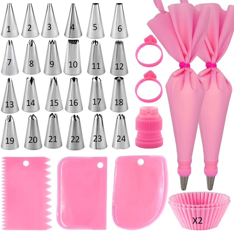 33pc Icing Piping Tip Set includes baking cups and icing smoothers ...