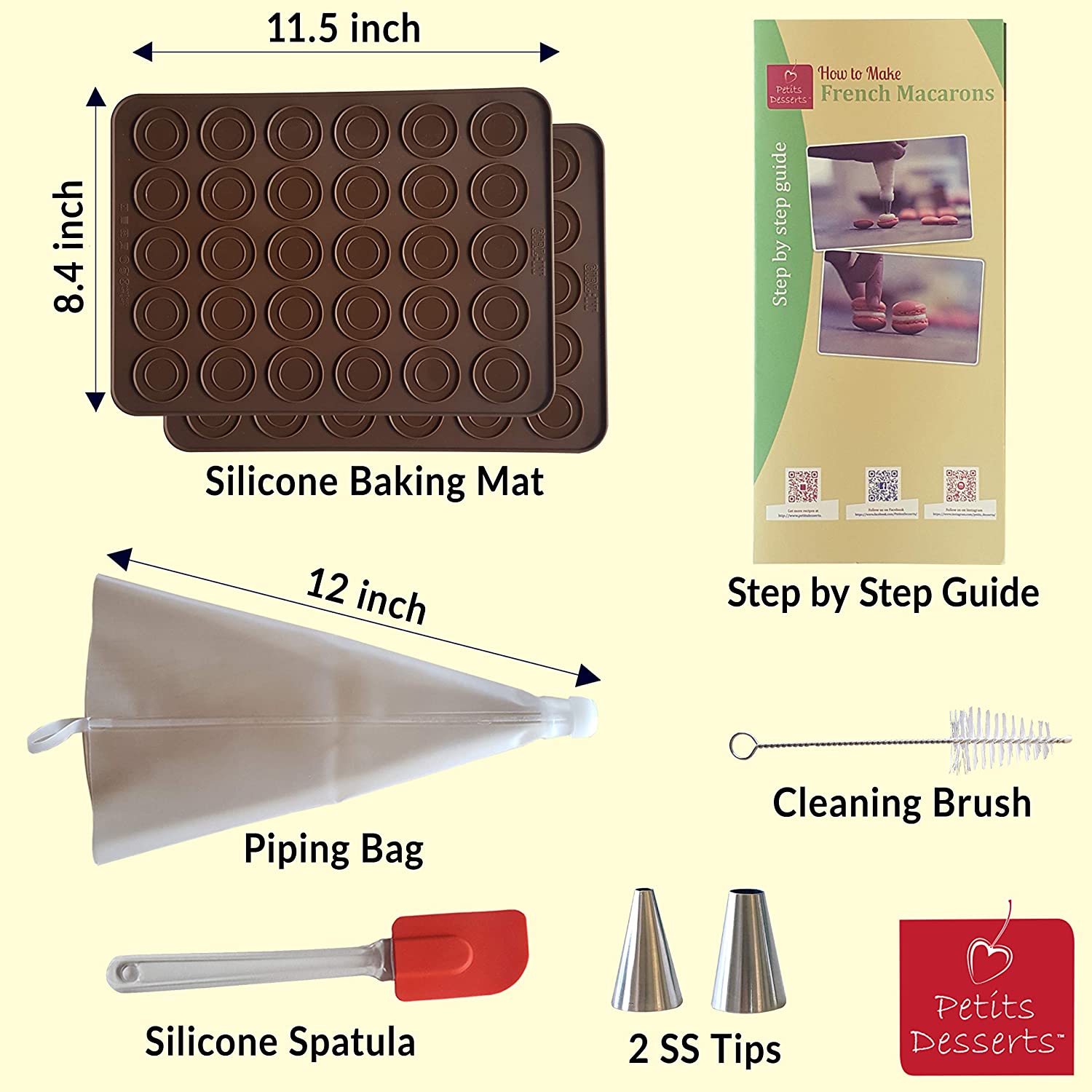 Macaron Kit includes step by step guide, 2 Macaron Mats (60 shell capacity) - Image 2