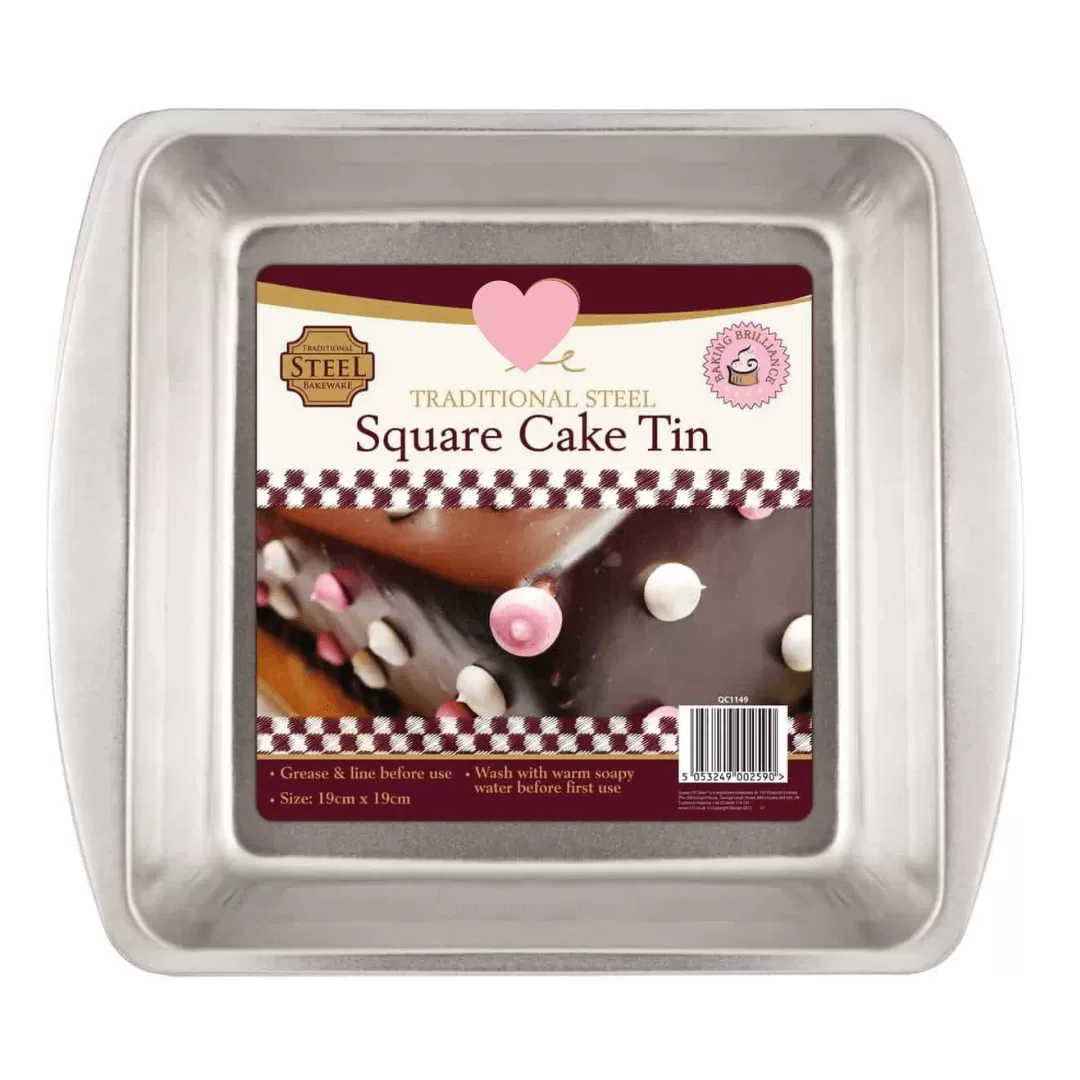 Traditional Steel Square Cake Tin 19cm x 19cm available at MelonMart Trinidad & Tobago with nationwide delivery