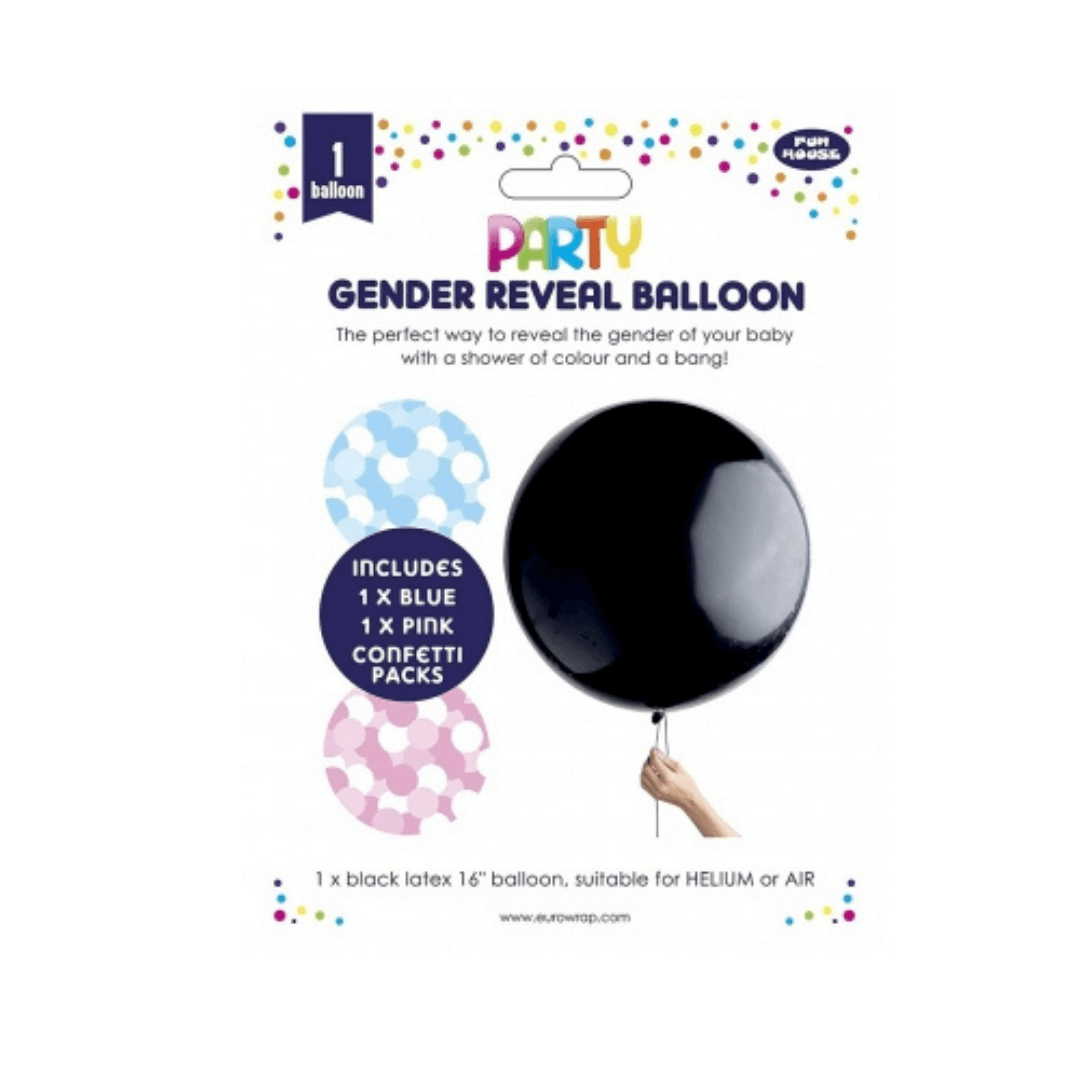 Kikkerland Gender Reveal Party Kit – Confetti Balloons, Noise Makers & Pin Included