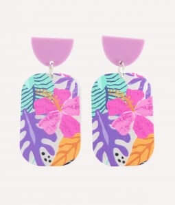 Purple Tropical Hibiscus Earring