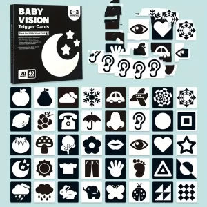 High-Contrast Black & White Visual Stimulation Cards for Babies